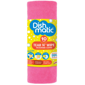 Універсальні рушники для прибирання Dishmatic Tear N Wipe рожеві, 10 шт 